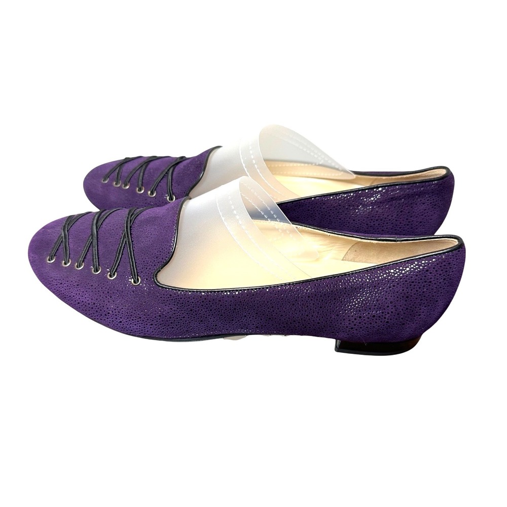 Amalfi by Rangoni Purple Textured Leather Lace Loafers Flats Womens 8 Italian